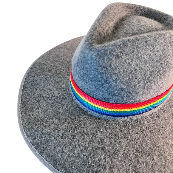 Olive &‎ Pique Gray 100% Wool Magic Rainbow Banded Fedora Hat